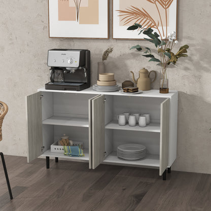 Sosule White and Grey Sideboard With 4 Doors and 2 Shelves