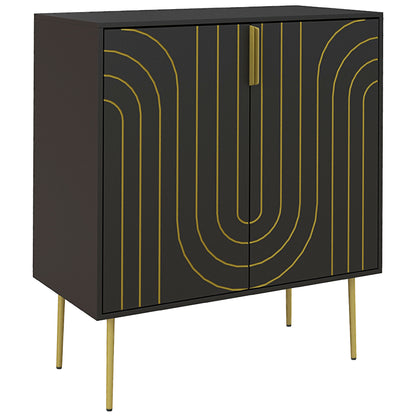 Mose Black And Gold Art Deco Style Sideboard 2 Doors