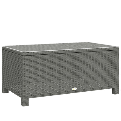 Viluno Pafi Rattan Light Grey Outdoor Coffee Table With Glass Top