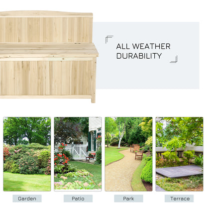 Venamo Wood Natural Outdoor Storage Bench With Lift Up Seat For Garden