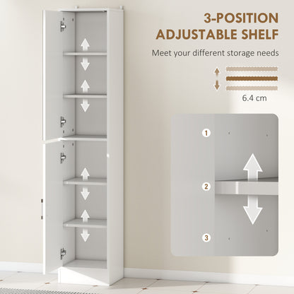 Lesa White Tall Bathroom Storage Cabinet With Mirror And Adjustable Shelves