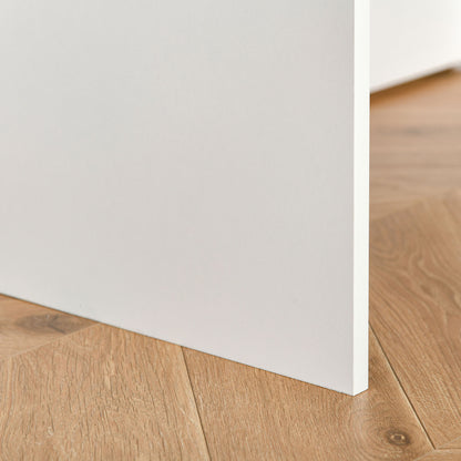 Samoka Small 80cm Wooden White Compact Desk With Keyboard Tray And Drawer