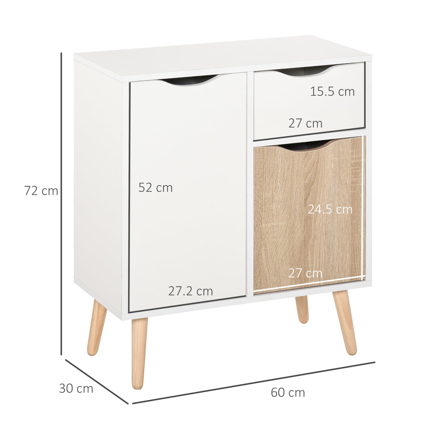Roke Levi Natural Brown Wood Sideboard Storage Drawer And 2 Doors