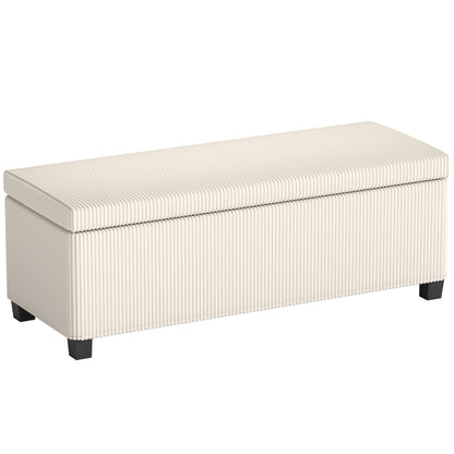 Toha Beige Corduroy Storage Ottoman Bench With Removable Lid