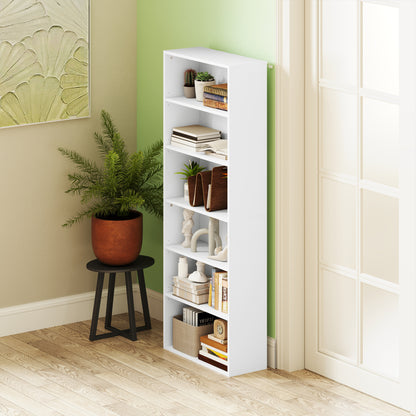 Soel Wood White 6 Tier Bookcase
