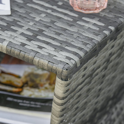 Toka Grey Rattan Outdoor Bistro Table With Umbrella Hole And Shelf