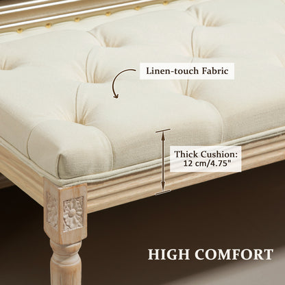 Vero Vintage Style Natural and Cream Wooden Bed End Bench