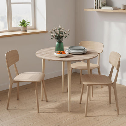 Levadifi Solid Wood Natural Round Folding Dining Table Seating 4 With TaFauxred Legs