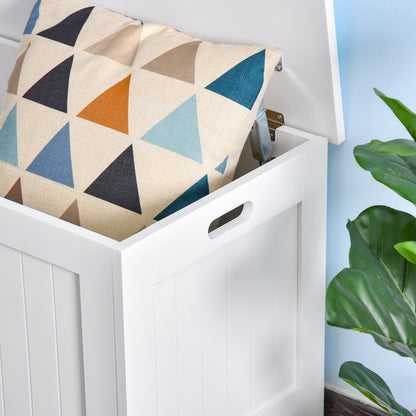 Loro Farmhouse Wooden White Lift Top Storage Chest With Safety Hinges