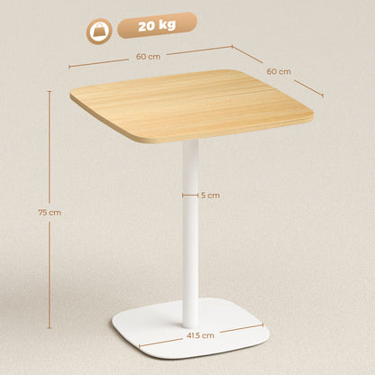 Levadi Suri Natural Wood Finish Square Dining Table With Steel Base 60cm
