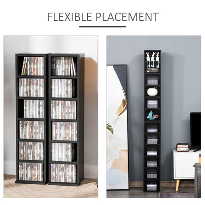 Dofafi Wood Black Set Of 2 CD And Blu Ray Media Storage Towers With Adjustable Shelves