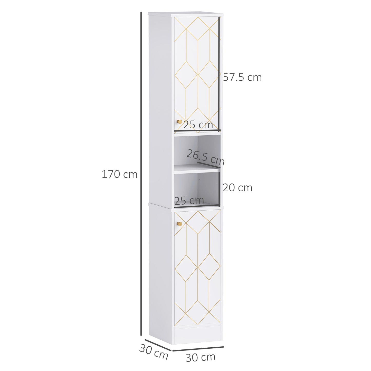Conosu Mato Freestanding Slim Bathroom Storage Cabinet With Doors And Adjustable Shelves White