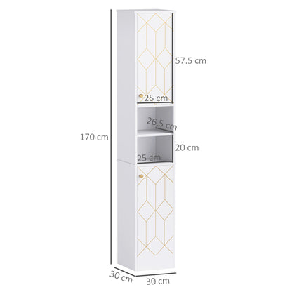 Conosu Mato Freestanding Slim Bathroom Storage Cabinet With Doors And Adjustable Shelves White
