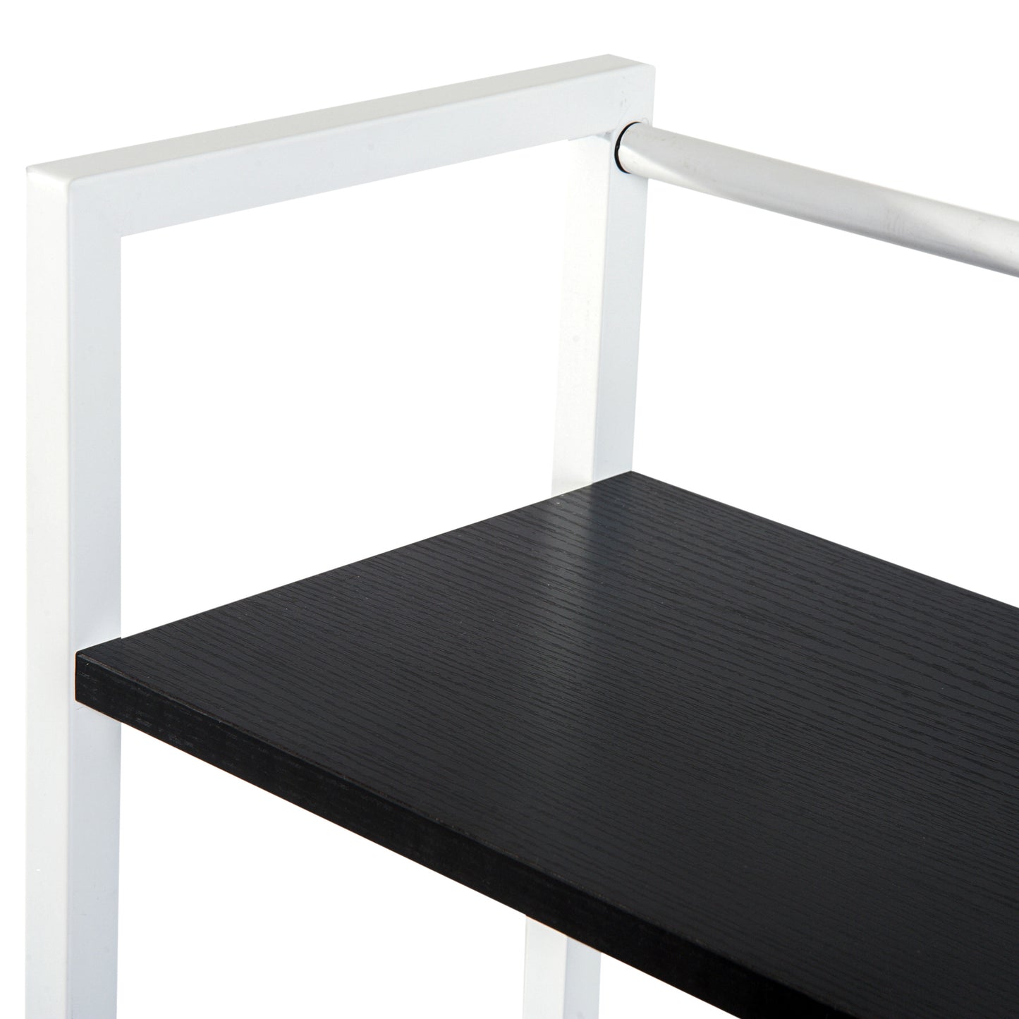 Kecodo 120cm Metal And Wooden Black And White Reversible Industrial Desk With Side Shelving