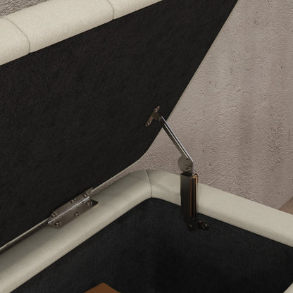 Zimina Linen Look Cream Storage Ottoman Stripe Top