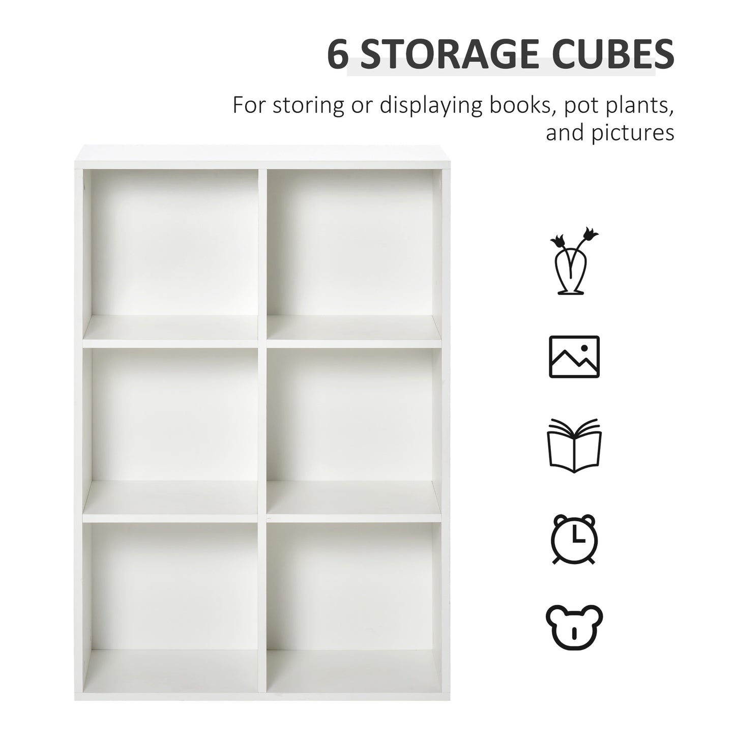 Veniha Nozi Wood White 6 Cube Storage Bookcase