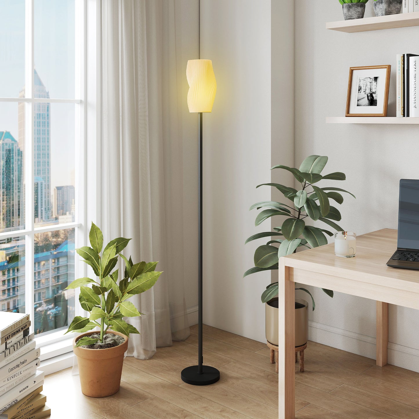 Vato Plastic White 3D Printed Modern Floor Lamp With Curved Shade And Adjustable Colour Light