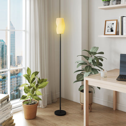 Vato Plastic White 3D Printed Modern Floor Lamp With Curved Shade And Adjustable Colour Light