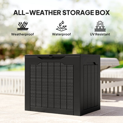 Vevino Nela Plastic Black Outdoor Garden Storage Box With Handles 93 Litre Capacity