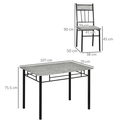 Lera Marble Effect Grey And Black 5 Piece Dining Table And Chair Set