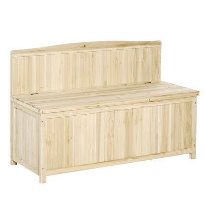 Venamo Wood Natural Outdoor Storage Bench With Lift Up Seat For Garden