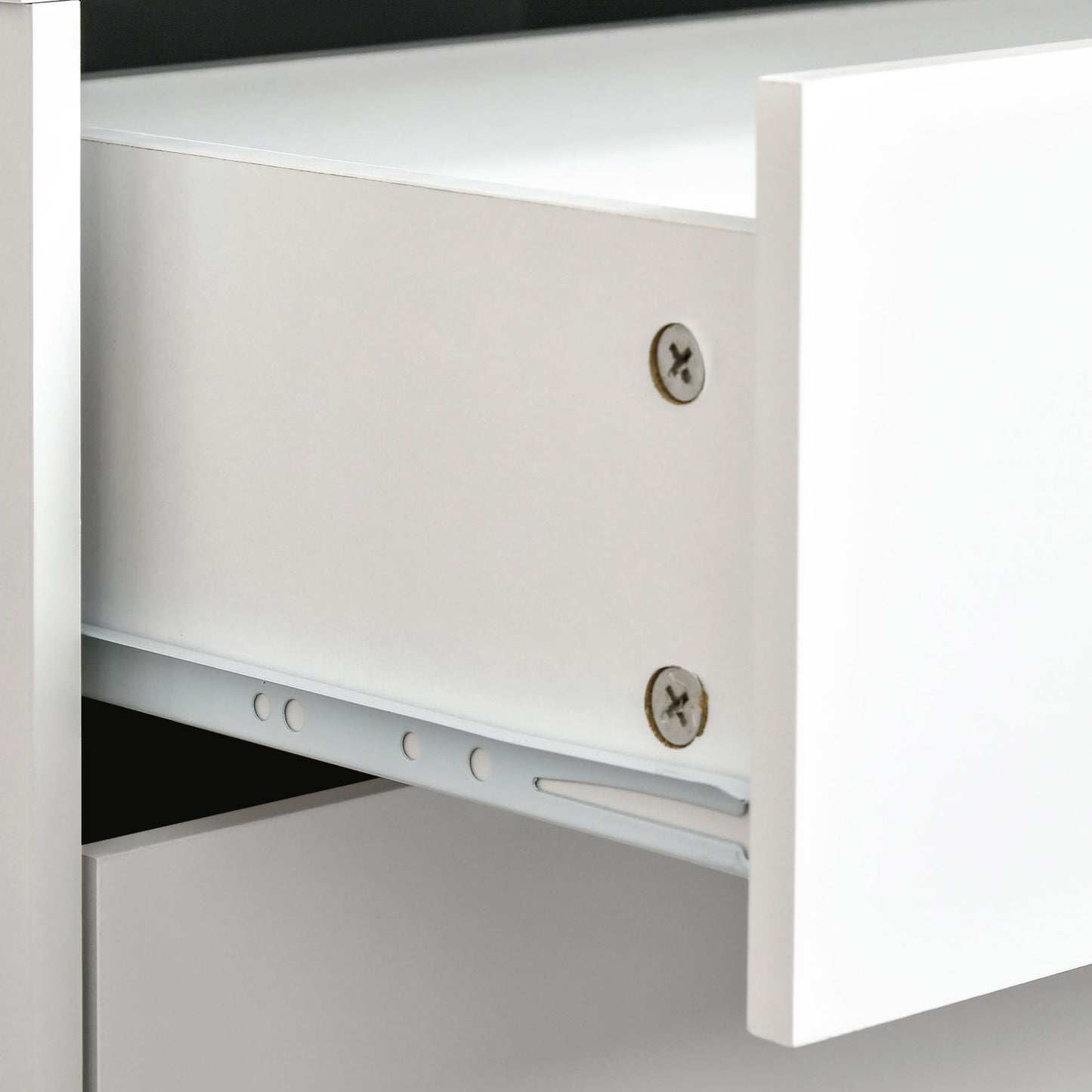 Dodomi Suke White Bedside Table With 2 Drawers And Natural Wood Legs