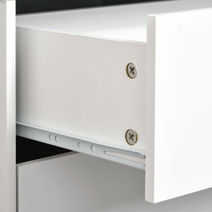 Dodomi Suke White Bedside Table With 2 Drawers And Natural Wood Legs