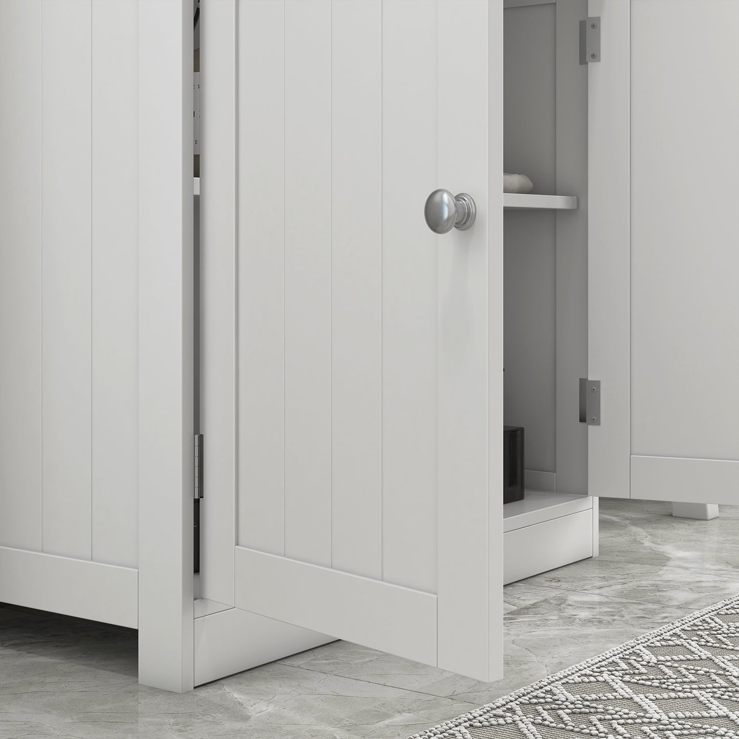 Neha Under Sink Bathroom Vanity Storage Unit With 2 Tier Interior White