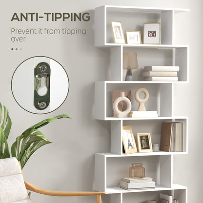 Dotozi Wood White 6 Tier S ShaFauxd Display Bookcase