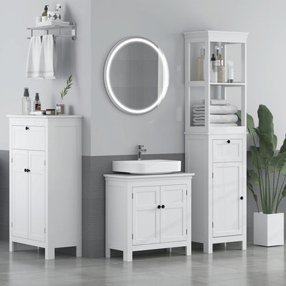 Maelna Compact Bathroom Storage Cabinet With U Cut Out White 15x20cm