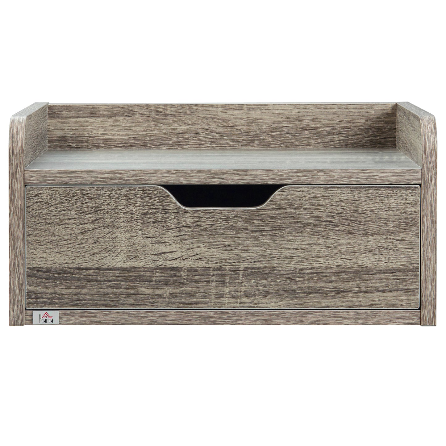 Rereno Set of 2 Grey Wood Floating Nightstands With Drawer Wall Mounted