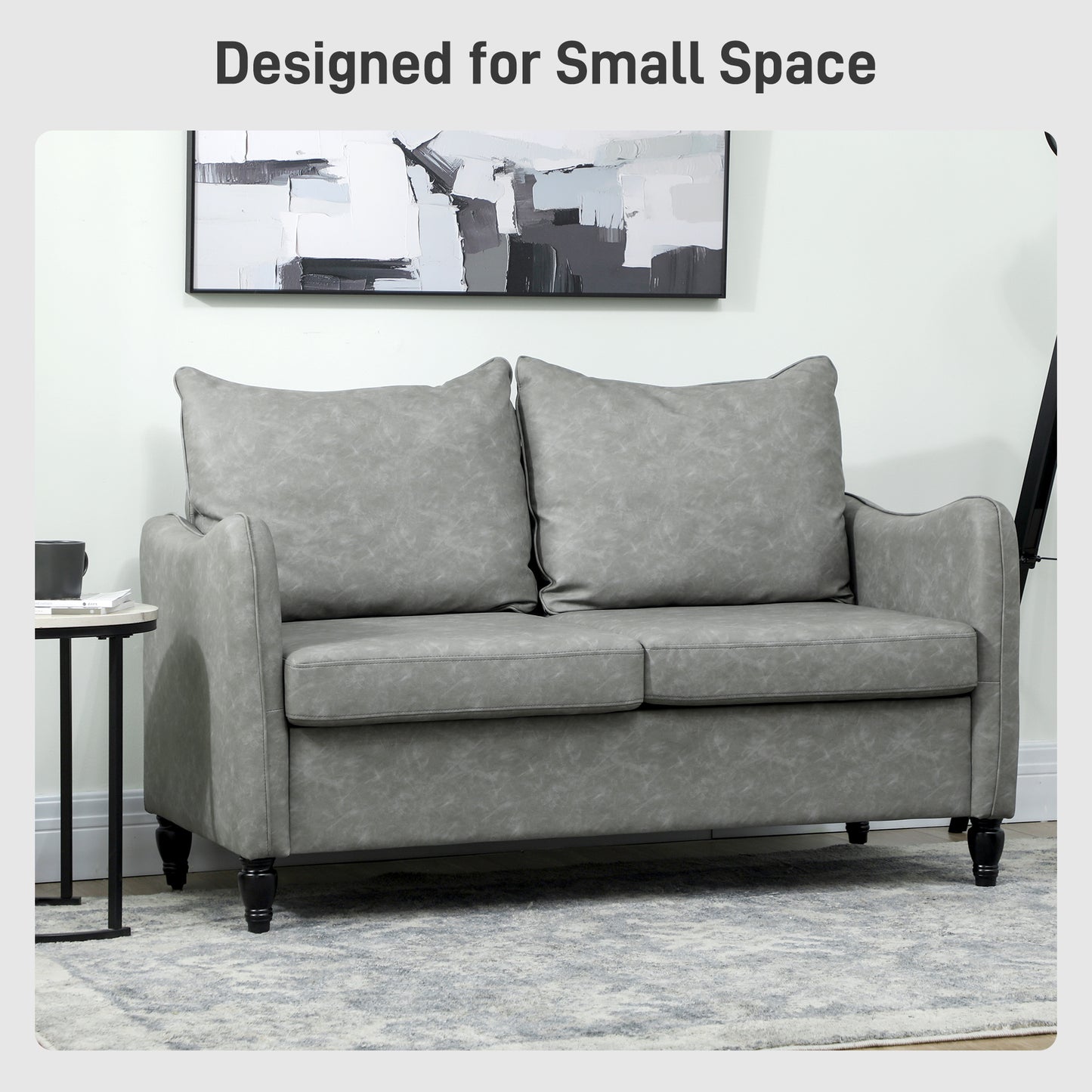 Yodilo Grey Faux Leather Marble Effect 2 Seater Sofa
