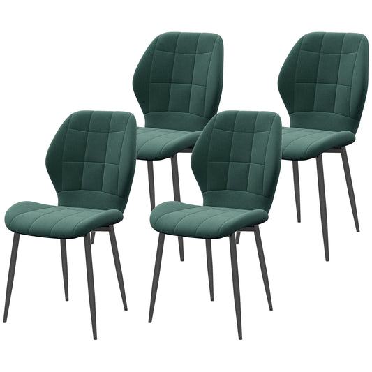 Suli Tozi Fabric Green Relaxed Tub Dining Chairs Set Of 4 With Soft Upholstery