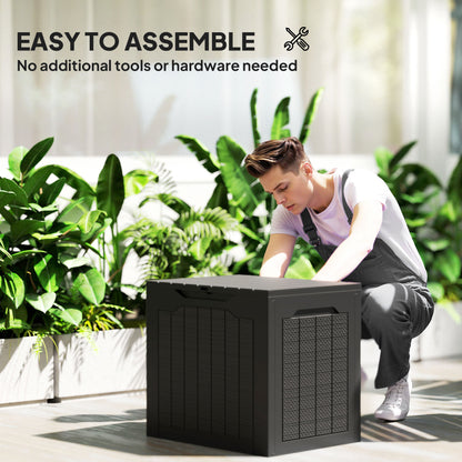 Vevino Nela Plastic Black Outdoor Garden Storage Box With Handles 93 Litre Capacity