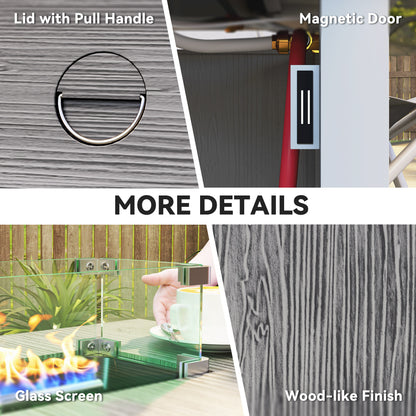 Lenefa Steel Grey Wood Effect Outdoor Gas Fire Pit Table