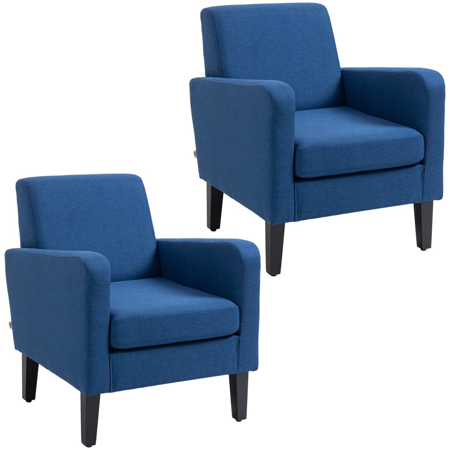 Lita Ralo Set Of 2 Blue Modern Accent Chairs With Black Legs