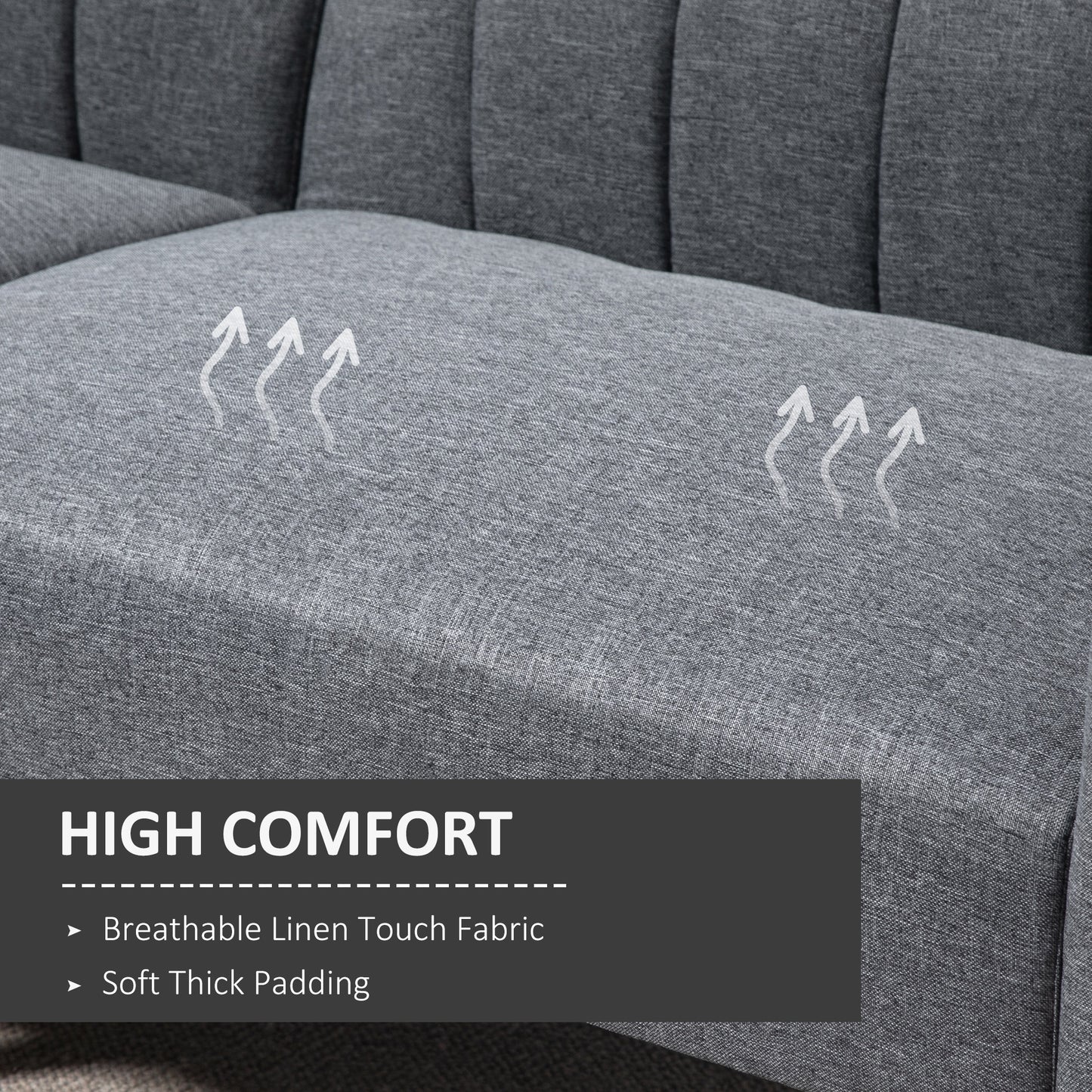 Nile Linen Grey 3 Seater Click Clack Sofa Bed With Adjustable Split Backrest