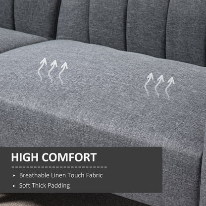 Nile Linen Grey 3 Seater Click Clack Sofa Bed With Adjustable Split Backrest