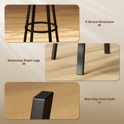 Namto Set Of 2 Brown And Black Industrial Steel Frame Bar Stools
