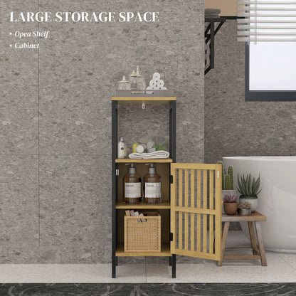 Lava Retro Bamboo Style Bathroom Storage Cabinet With Cut Out Detail
