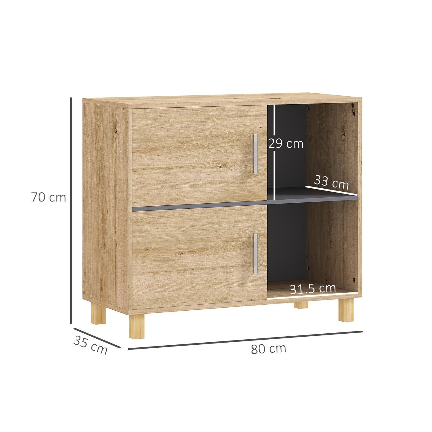 Lazze Freestanding Bathroom Storage Cabinet With OFauxn Compartments And Double Doors