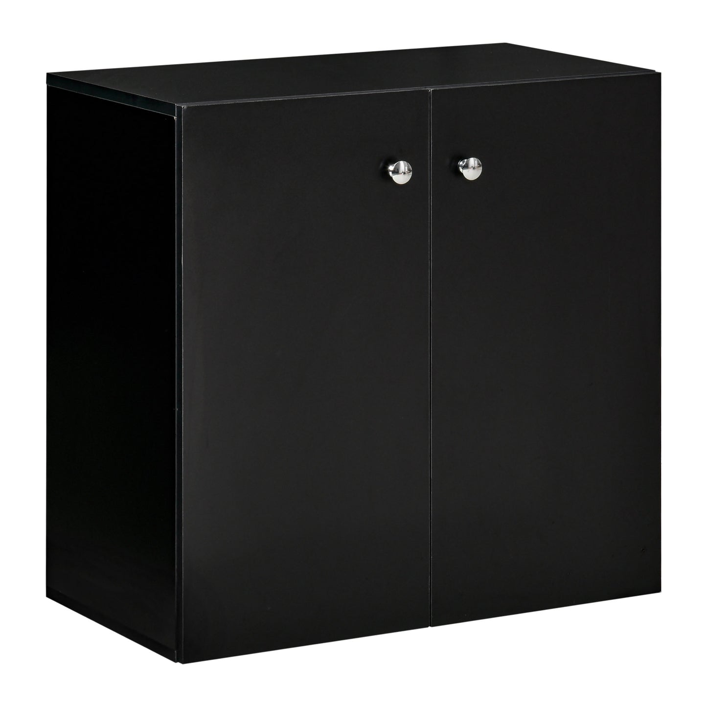 Cosofi Black Wood Freestanding Storage Cabinet 2 Doors 2 Shelves