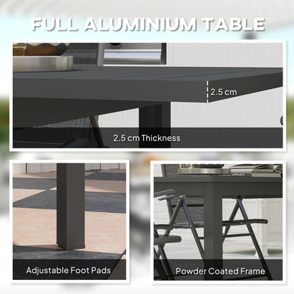 Tosala Aluminium Grey Extendable Outdoor Dining Table With Slatted Top For 6