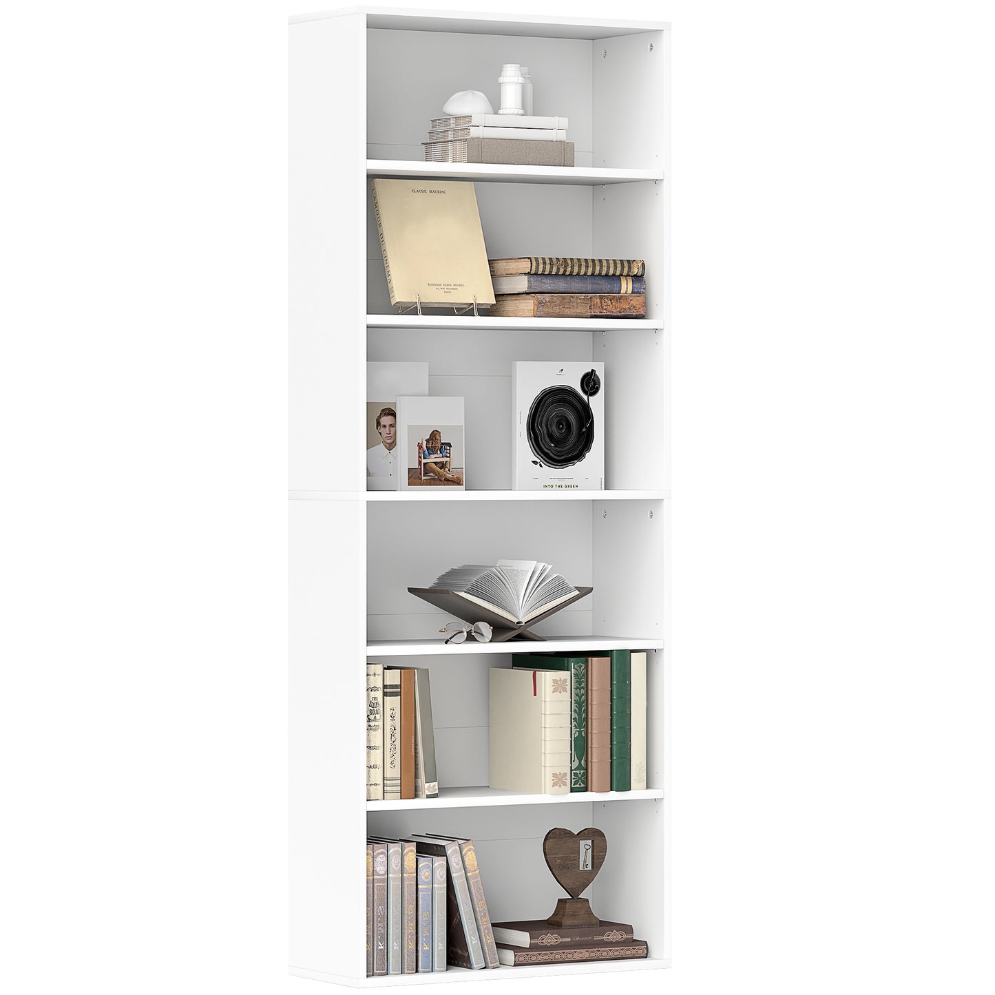 Soel Wood White 6 Tier Bookcase