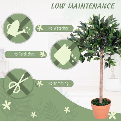 Niladi Artificial Olive Style Tree In Green With Orange Accent Pot For Interior Decor