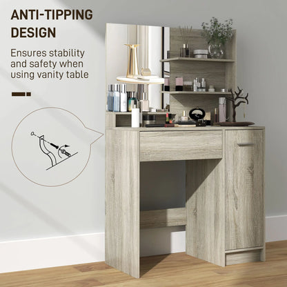 Marini Wood Effect Dressing Table And Stool Set With Storage