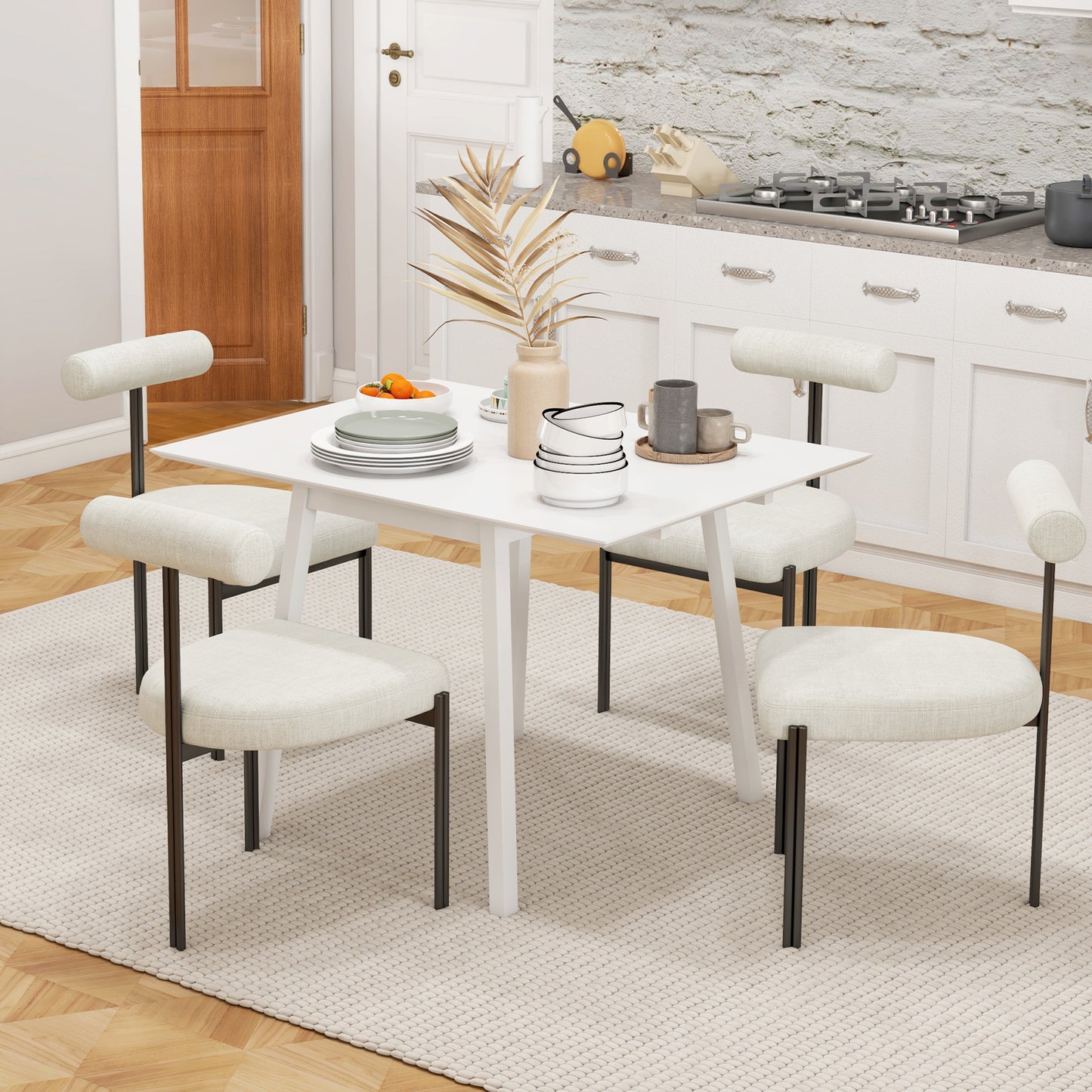 Hopato Solid Wood White Folding Drop Leaf Dining Table Seating 2 To 4