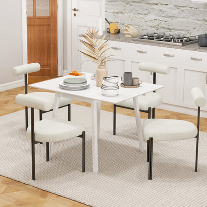 Hopato Solid Wood White Folding Drop Leaf Dining Table Seating 2 To 4