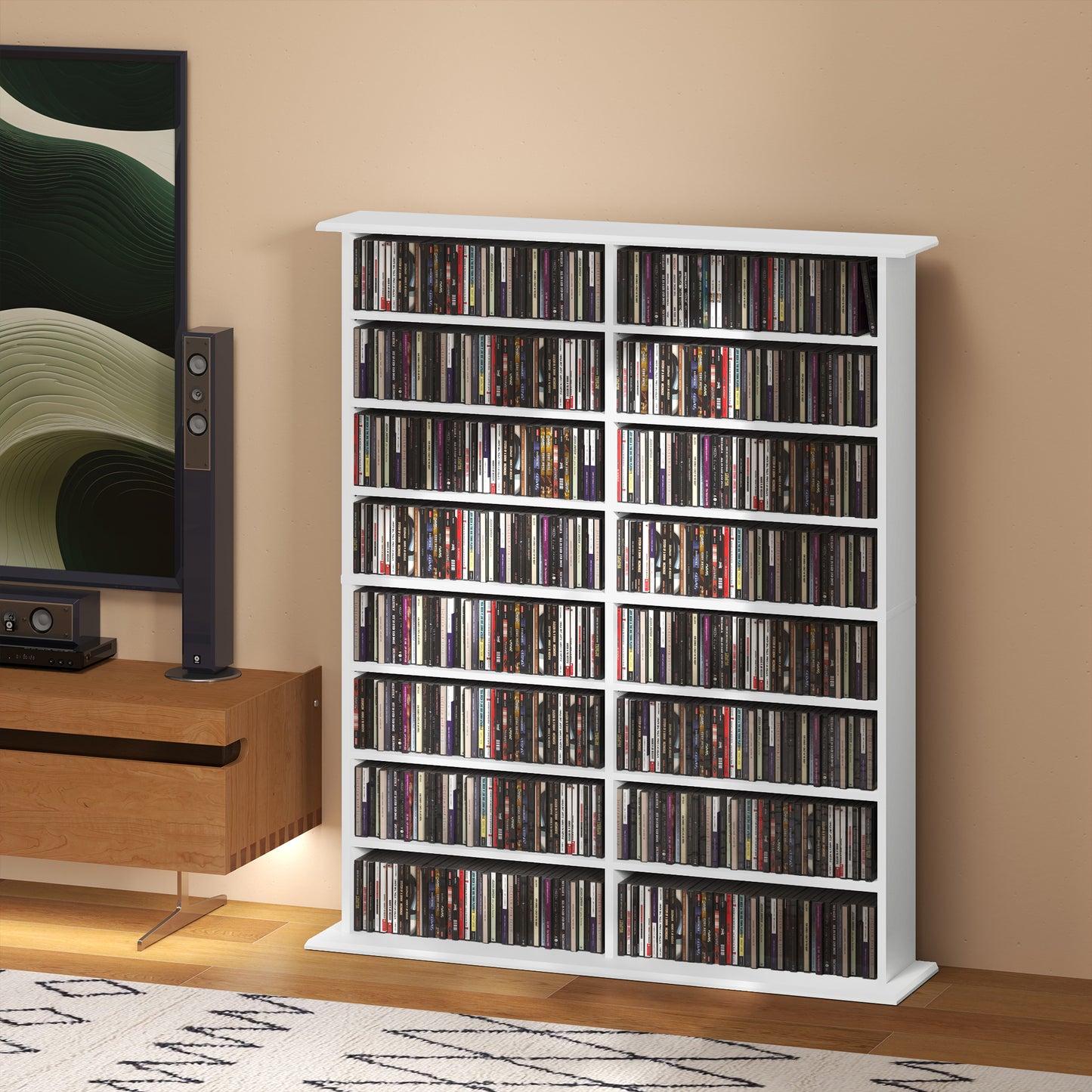 Nedoro Fasa Wood White 6teen Compartment Media Storage Shelf