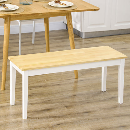 Rebamta Solid Wood White Dining Bench Seating 2 For Kitchen Or Entryway